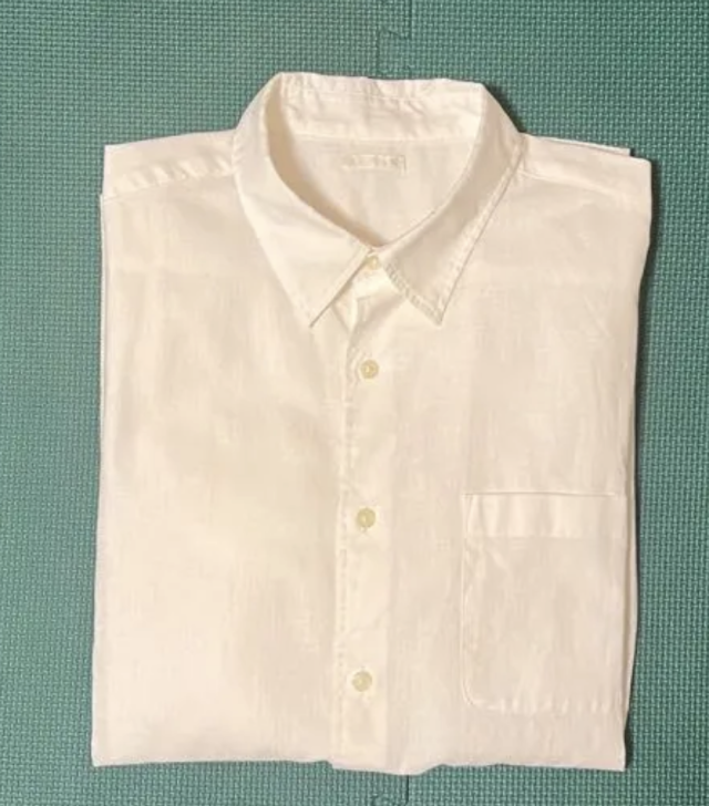 【美品】GU リネンブレンドシャツ(半袖) XL ホワイト